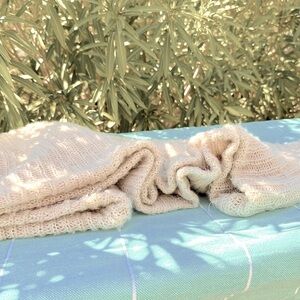 Cozy Gold Yarn Fluffy Wrap Knit Scarf